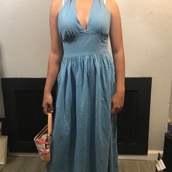 Urban Outfitters Blue Marilyn Monroe Style Halter Dress size S - Picture 2 of 8